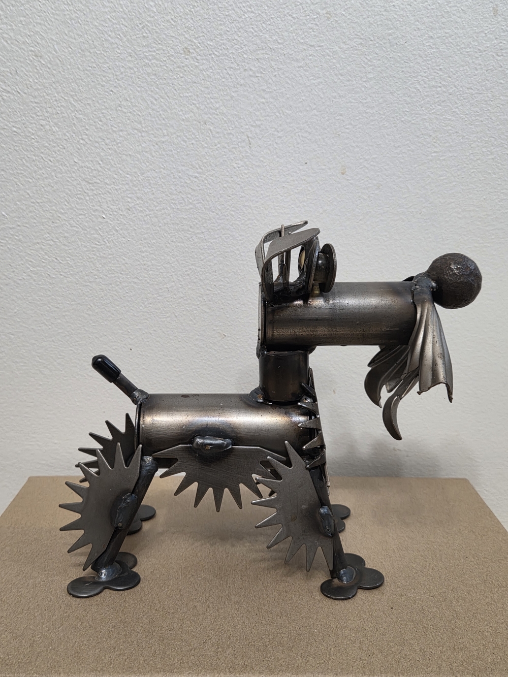 Yard Birds Metal Dog Sculpture - Industrial Silver Home Accent - Picture 2 of 10